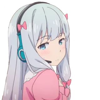 👩 Sagiri Izumi Eromanga Sensei 动漫, 漫画, 可爱, 卡哇伊, 女孩, 耳机 telegram sticker