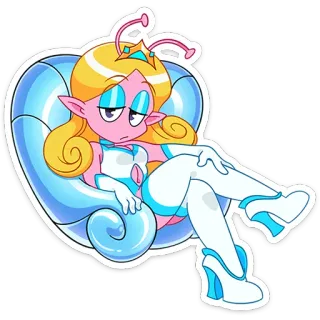 😏 Caricatura, Extraterrestre, Reina, Espacio, Rubia, Trono telegram sticker