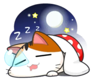 😴 ZZZ 고양이, 자는, 만화, 달, 별, 밤 telegram sticker