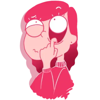 😳 cartoon, character, girl, offensive gesture, middle finger telegram sticker
