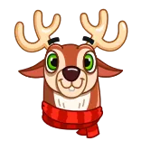 😌 กวางเรนเดียร์, คริสต์มาส, ฤดูหนาว, ผ้าพันคอ, สัตว์, การ์ตูน telegram sticker