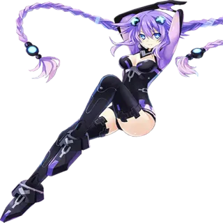 🙌 Purple Heart Hyperdimension Neptunia animé, jeu vidéo, personnage, cheveux violets, coeur violet, Hyperdimension Neptunia telegram sticker