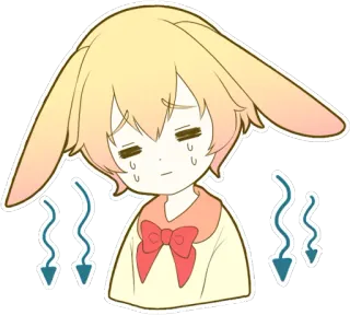 😔 动漫, 可爱, 悲伤, 兔子, 哭泣, 卡哇伊, 表情符号, 插画 whatsapp sticker