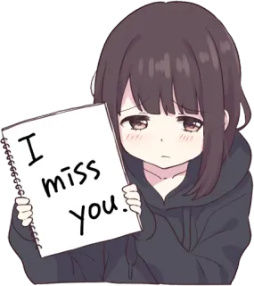 😘 I miss you. anime, girl, miss you, sad, cute telegram sticker
