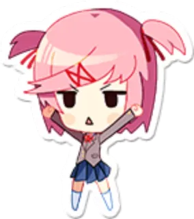 💩 Natsuki Doki Doki Literature Club! Natsuki, Doki Doki Literature Club!, Anime, Manga, Mignon, Kawaii, Jeu vidéo telegram sticker