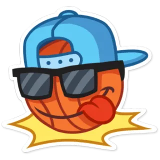 🤪 Basketball, Cool, Emoji, Sonnenbrille, Hut, Zunge, Sport, Cartoon telegram sticker