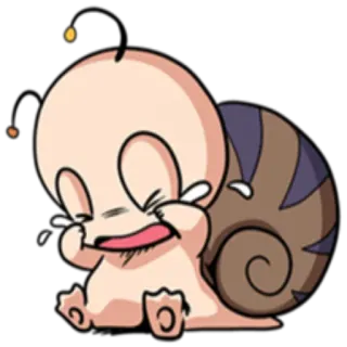 😭 หอยทาก, ร้องไห้, เศร้า, การ์ตูน, ตัวละคร telegram sticker