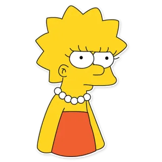 😠 Lisa Simpson The Simpsons Lisa Simpson, dibujos animados, amarillo, collar de perlas, personaje, animación, Simpson whatsapp sticker