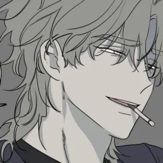 😏 человек, сигарета, курение, аниме, мультфильм telegram sticker