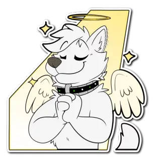 😇 engel, hond, halo, vleugels, cartoon, harig telegram sticker