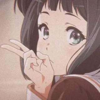 💛 Anime, Ragazza, Carina, Segno di pace, Giapponese telegram sticker