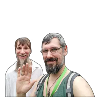 ✋️ люди, мужчины, бороды, машут, портрет, селфи telegram sticker