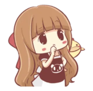 🤔 Cartoon, Mädchen, Süß, Figur, Tier telegram sticker