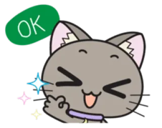 👌 OK gato, ok, aprovação, brilhos, gato desenho animado, fofo, gatinho whatsapp sticker