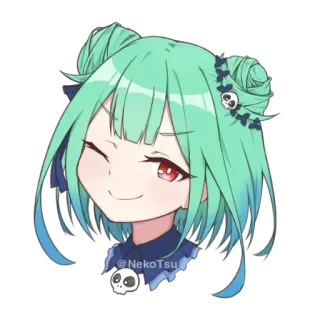 😉 @NekoTsu Anime, Fofo, Garota, Sticker, Fanart, Vtuber telegram sticker