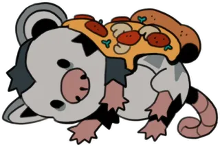 🍕 opossum, pizza, cute, animal, food, sticker telegram sticker