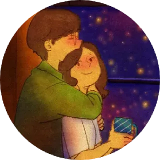 😒 couple, amour, câlin, mignon, nuit, étoiles, café whatsapp sticker