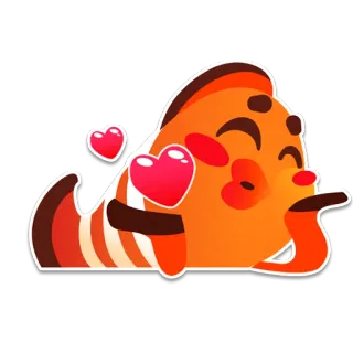 😚 рыба, сердечки, поцелуй, оранжевый, нежность, любовь telegram sticker