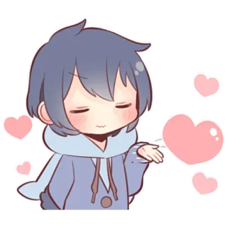 😘 애니메이션, 카와이, 귀여운, 하트, 사랑, 만화 telegram sticker