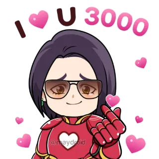 ❤️ I U 3000 love, heart, cute, cartoon, i love you telegram sticker