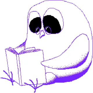 🤓 burung hantu, membaca, buku, burung, kacamata, imut telegram sticker