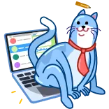 💻 cat, laptop, business, animal, cartoon telegram sticker
