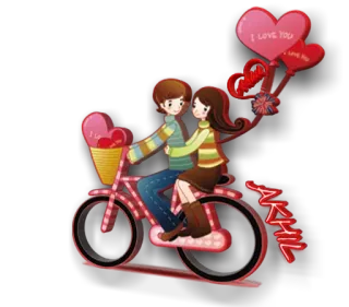 😉 I LOVE YOU amour, couple, vélo, ballons, coeurs, romance telegram sticker