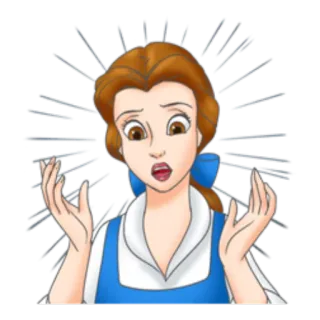 😧 Belle Beauty and the Beast ดิสนีย์, การ์ตูน, เจ้าหญิง, ตกใจ, แอนิเมชั่น telegram sticker