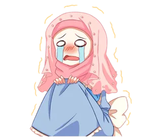 😭 llorando, triste, hiyab, chica, musulmán whatsapp sticker