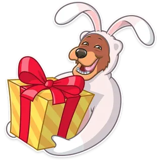 🎁 oso, conejo, animal, lindo, regalo, celebración whatsapp sticker
