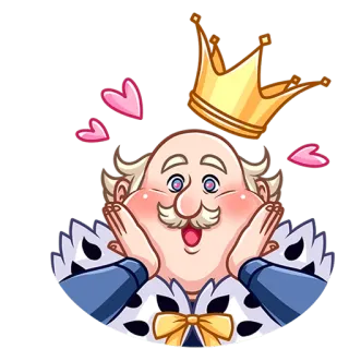 😍 왕, 왕관, 만화, 왕족, 하트, 행복, 귀여운 whatsapp sticker