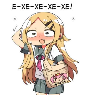 😅 E-XE-XE-XE-XE-XE! anime, cartoon, personage, meisje, schoolmeisje, enthousiast telegram sticker