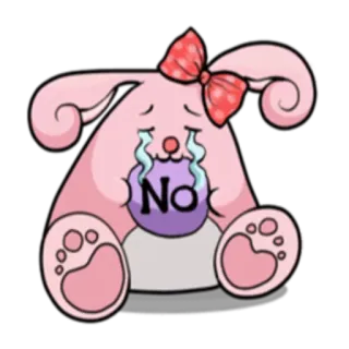 😞 No triste, conejo, llorando, rosa, pegatina telegram sticker