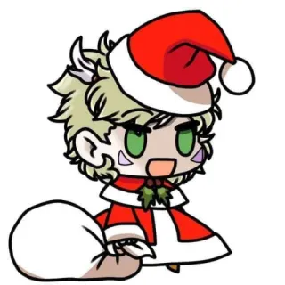 🎅 Noël, bonnet de Père Noël, fêtes, mignon, kawaii, animé, manga whatsapp sticker
