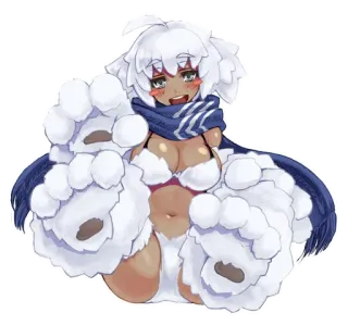 💙 anime, girl, cute, scarf, illustration telegram sticker