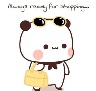 ❤️ Always ready for shopping... Panda, Shopping, Mignon, Dessin animé, Lunettes de soleil telegram sticker