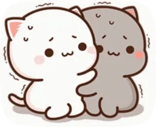 😱 gatto, carino, cartone animato, kawaii, mochi, pesca telegram sticker