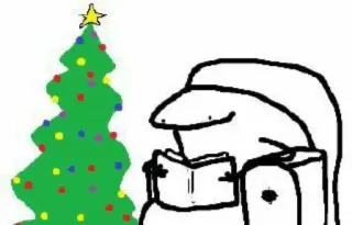 🎄 Weihnachten, Baum, Lesen, Cartoon, Feiertag, Feier whatsapp sticker
