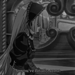 ♠️ So you've finally come. Аниме девушка, Грустный, Манга, Готика, Викторианский, Длинные волосы, Мрачный telegram sticker