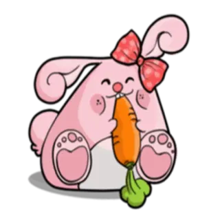🥕 conejo, animal, zanahoria, lindo, rosa, dibujos animados, bunny telegram sticker