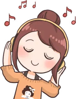 🎧 música, fones de ouvido, ouvindo, desenho animado, garota, relaxante, notas telegram sticker