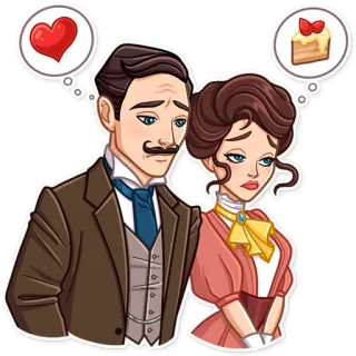 🍰 kartun, cinta, pasangan, romantis, kue, hubungan, pria, wanita telegram sticker