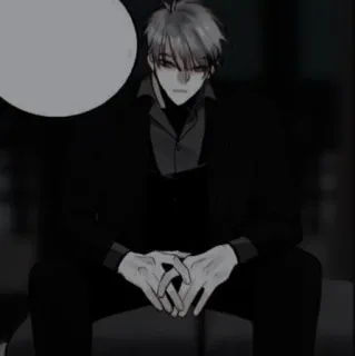 🥀 man, anime, suit, sitting, serious telegram sticker