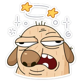 🤯 การ์ตูน, เวียนหัว, สับสน, ดาว, ปวดหัว, ตัวการ์ตูน, ตลก telegram sticker