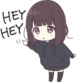 👈 HEY HEY Anime, Schattig, Cartoon, Wijsvinger, Meisje telegram sticker
