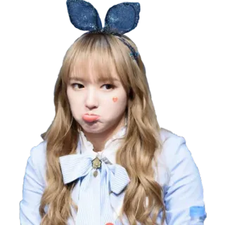 🙁 fille, Kpop, oreilles de lapin, mignon, femme, idole telegram sticker