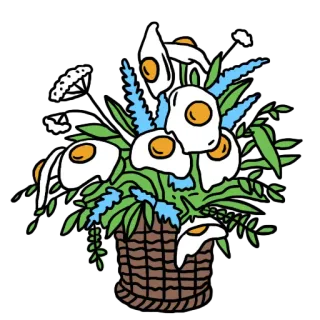 🌻 яйца, корзина, цветы, завтрак, еда, композиция telegram sticker