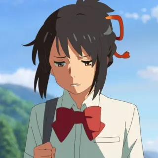 🍣 Mitsuha Miyamizu Your Name Anime, Fille, Uniforme scolaire, Mitsuha, Your Name telegram sticker