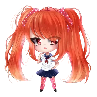 😒 Аниме, Девочка, Форма, Школьница, Чиби telegram sticker