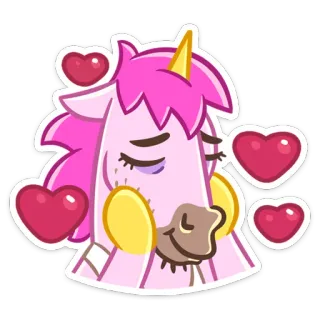 🥰 unicórnio, corações, amor, fofo, desenho animado whatsapp sticker